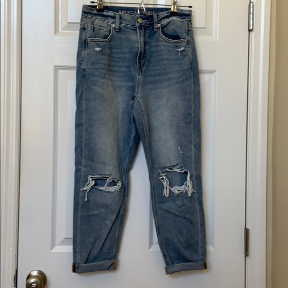 AE Hugh Waisted Distressed Mom Jeans - Picture 2 of 4